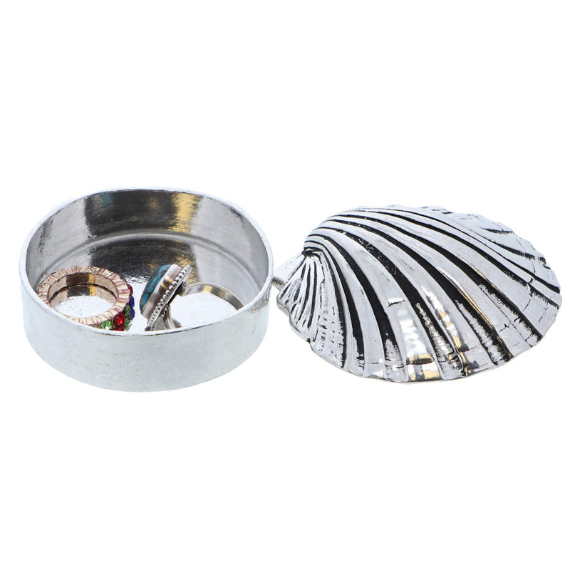 [Australia] - Li'Shay Small Silver Clam Shell Pewter Jewelry Box Safekeeping Tray - Silver 