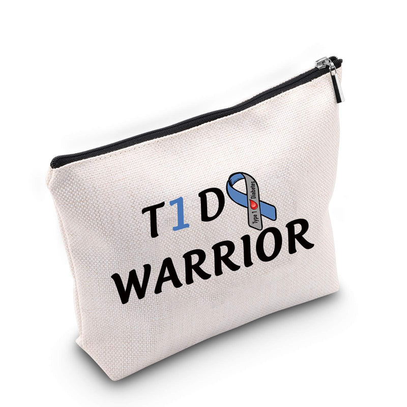 [Australia] - Diabetic Supplies Bag T1D Warrior Diabetes Bag Diabetic Awareness Ribbon Cosmetic Bags Organizer Funny Diabetic Travel Bag T1D Gifts (T1D Bag) T1d Bag 