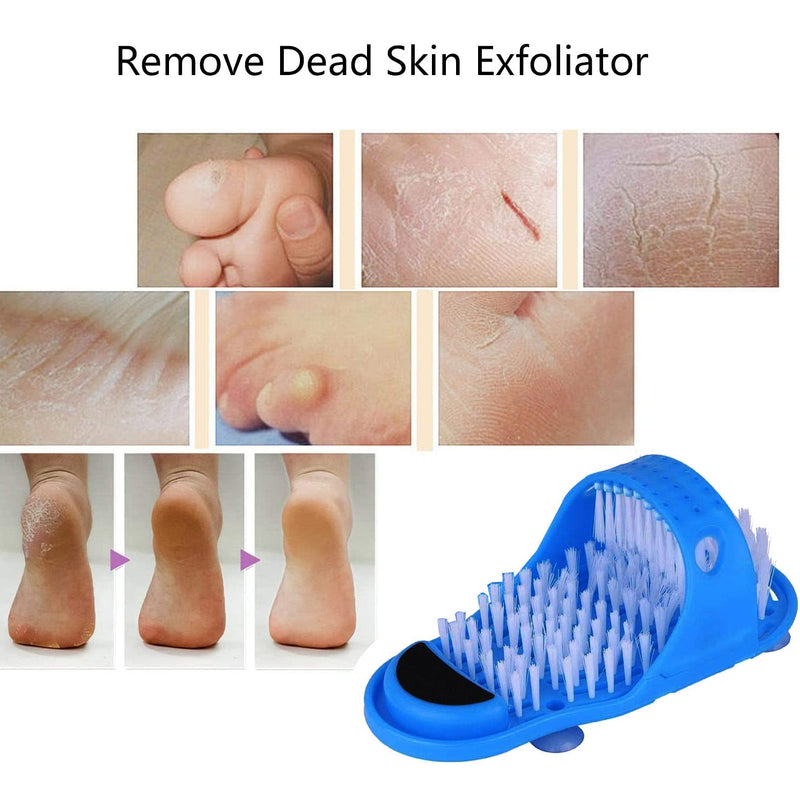 [Australia] - Magic Feet Cleaner, Xfaiz Blue Feet Cleaner Washer Brush Exfoliate Cleaner Bristle Slipper No Bending Foot Massager for Washer Shower Spa Massager Slippers (1),28.5*11.5cm 1 