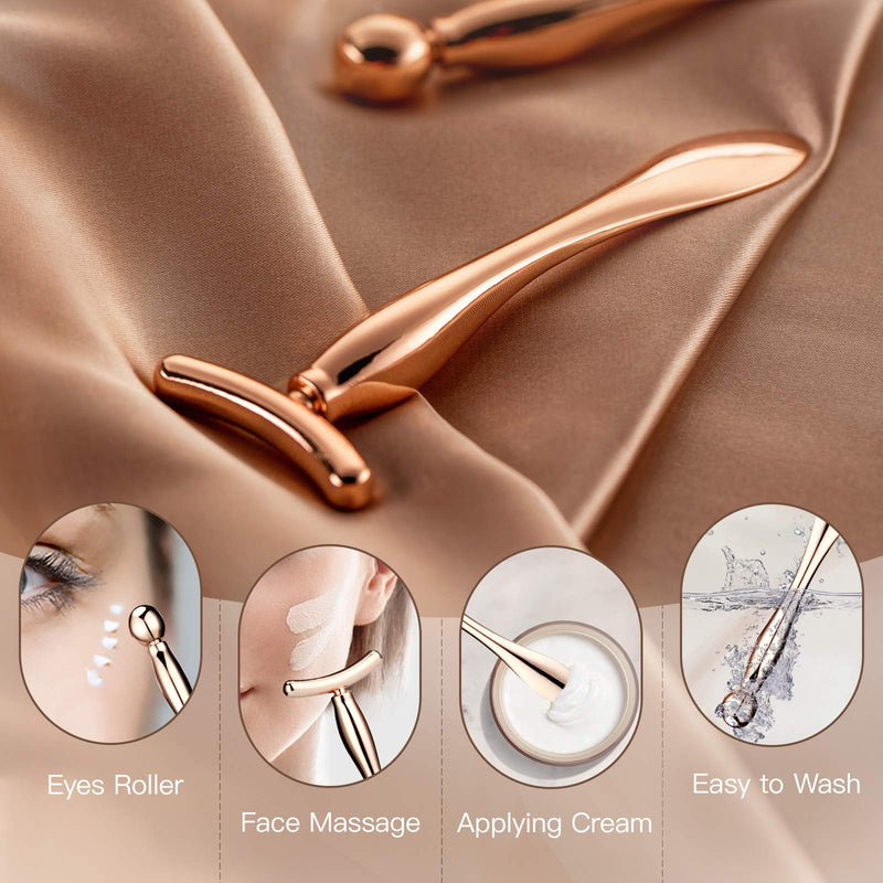 [Australia] - Lisapack 2PCS Metal Eye Cream Applicator Wand Stick, Massager Tool for Facial Massage, Reduce Puffiness (Rose Gold) 