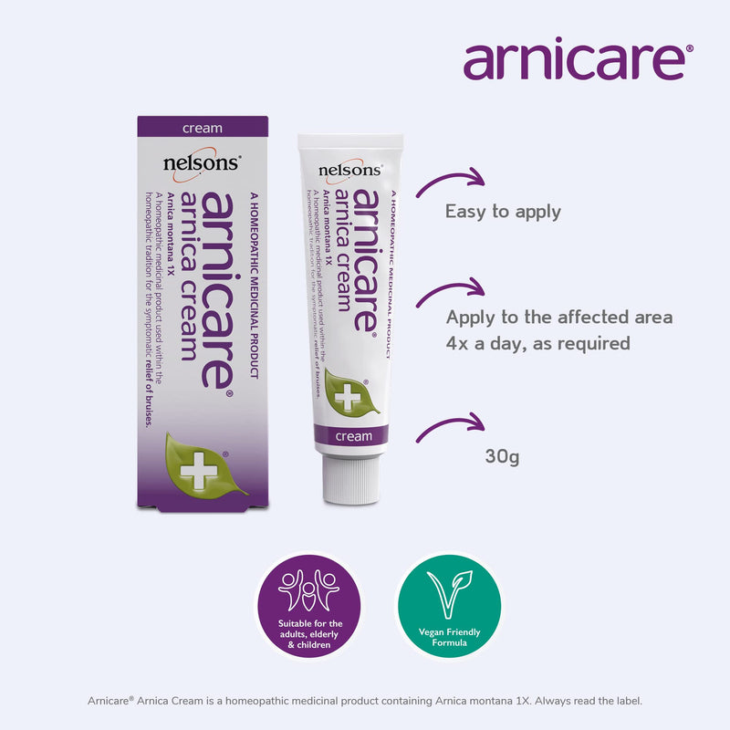 [Australia] - Nelsons Arnicare, Arnica Cream, Homeopathic Remedies, For Bruise Relief, Apply to Skin, Suitable for adults, the elderly & children, 30 gr Arnica Cream (30g) 