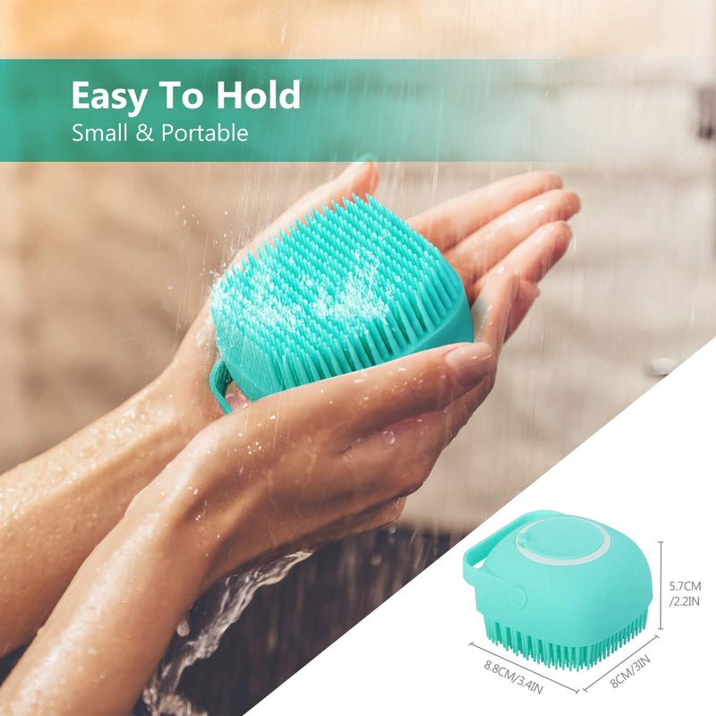 [Australia] - Silicone Massage Both body scrubber, small size silicone bath loofah brush with soap dispenser, Shower Exfoliating Bath Shower Cleaning Brush for Women,Men, kids Sensitive Dry Skin (Blue) 