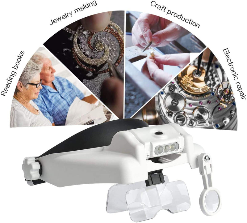 [Australia] - Head Magnifying Glasses with Light for Close Work,Headband Magnifying Glass with Light,Headband Magnifying Glass with 6 Detachable Lens Visor 