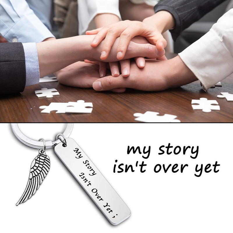 [Australia] - MAOFAED My Story Isn't Over Yet Semicolon Keychain Depression Suicide Mental Health Awareness Semicolon Inspirational Jewelry My Story Isn't Over Yet Keychain 