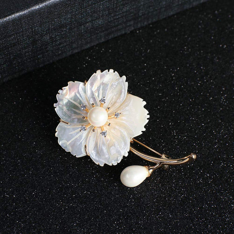 [Australia] - SHAN LI HUA 2020 Fashion New Flower Colored Brooch Girl's Jewelry Safety Pin Purple Grape White Shell Flower 