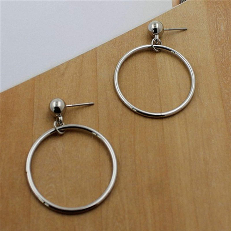 [Australia] - YienDoo Fashion Hoop Earrings Bead Studs Dangle Hoop Pendant Cuff Earrings Ear Drop Dainty Minimalist Earrings for Women and Girls (Silver) Silver 