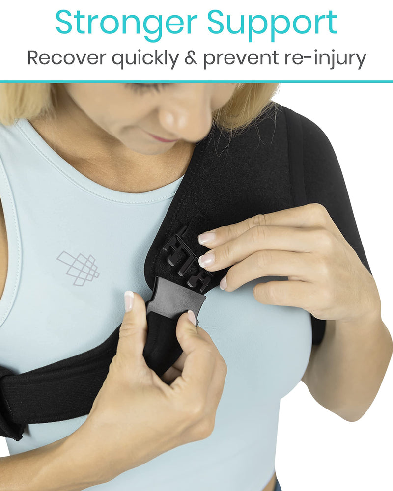 [Australia] - Vive Shoulder Brace - Rotator Cuff Compression Support - Men, Women, Left, Right Arm Injury Prevention Stabilizer Sleeve Wrap - Immobilizer for Dislocated AC Joint, Labrum Tear Pain (Black) Black 1 Count (Pack of 1) 