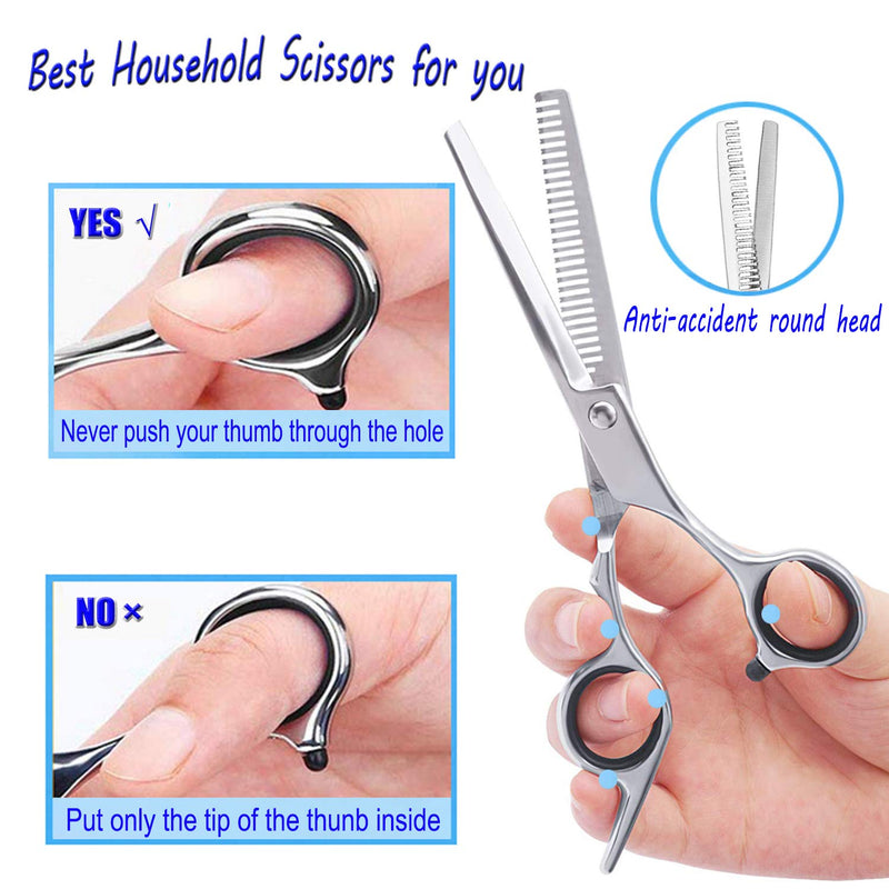 [Australia] - ESSOY Professional Thinning Shears Hair Cutting Teeth Scissors(6.5-Inches),Stainless Steel Haircut Scissor with Fine Adjustment Screw for Home Salon,Barber Hairdressing Scissor for Women Men Kids Hair Thinning Scissors 