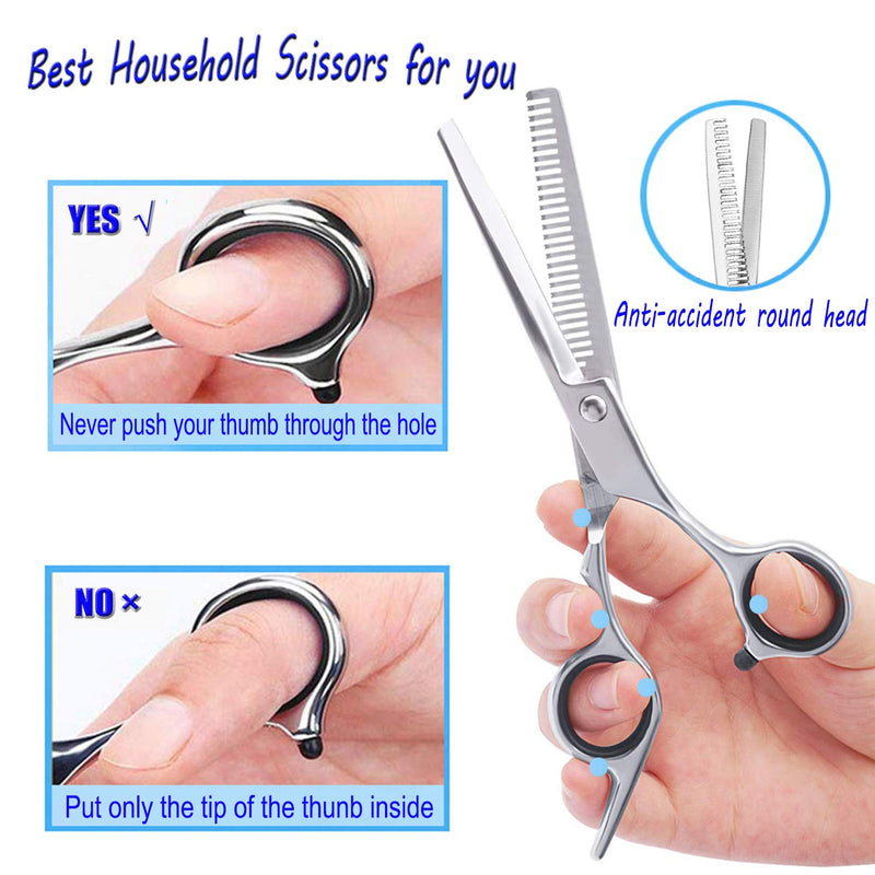 [Australia] - ESSOY Professional Thinning Shears Hair Cutting Teeth Scissors(6.7-Inches),Stainless Steel Haircut Scissor with Fine Adjustment Screw for Home Salon,Barber Hairdressing Scissor for Women Men Kids Silver 