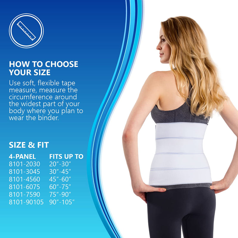 [Australia] - NYOrtho Abdominal Binder Lower Waist Support Belt - Compression Wrap for Men and Women (90" - 105") 4 Panel - 12" 4 Panel - 12" High 90-105 Inch (Pack of 1) 