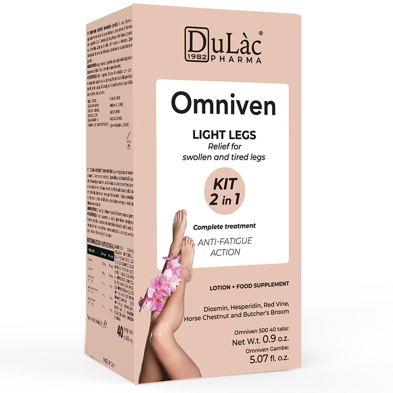 [Australia] - Veins Treatment for Legs Made in Italy Omniven 500 + Omniven Legs, Diosmin + Hesperidin 500mg, 40 Tablets + Dulàc Cold Effect Leg Cream 