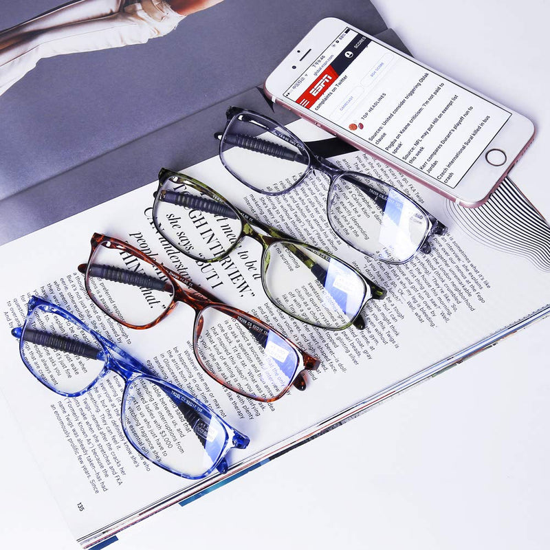 [Australia] - DOOViC Computer Reading Glasses 4 Pack Blue Light Blocking Glasses Anti Eyestrain Flexible Lightweight Readers for Women Men 4 Pack Mix Color 2.5 x 