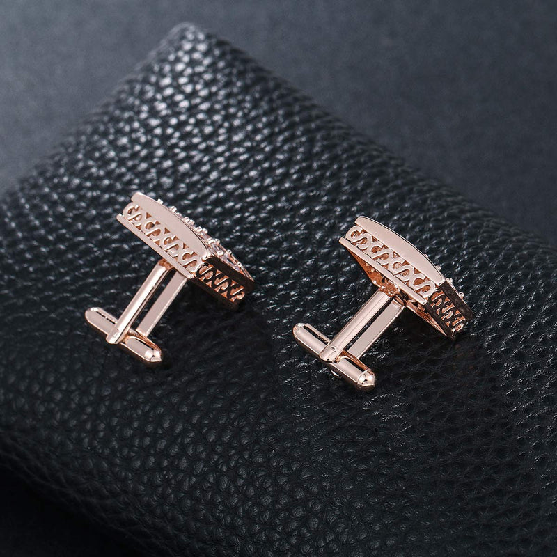 [Australia] - WeimanJewelry Cubic Zirconias CZ Classic Cufflinks for Men Wedding Business Shirts Rose Gold 1 