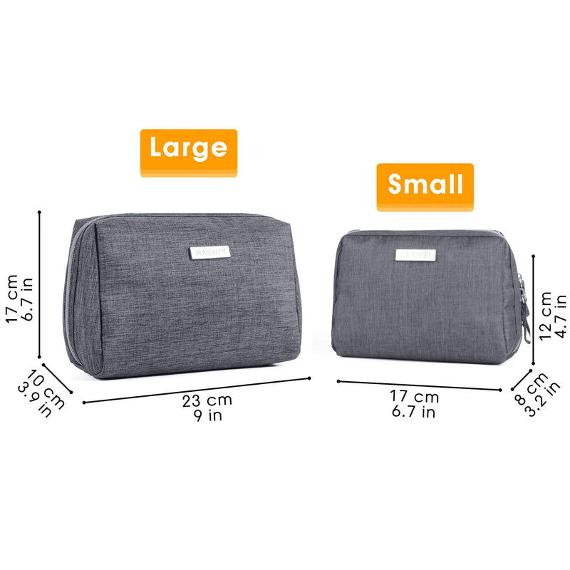 [Australia] - Large Makeup Bag Zipper Pouch Travel Cosmetic Organizer for Women and Girls (Large, Grey) Large A-Grey 