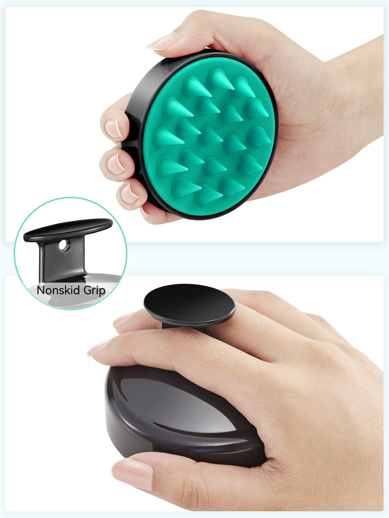 [Australia] - HEETA Scalp Massager Hair Growth, Shampoo Brush with Soft Silicone Bristles for Hair Care and Head Relaxation, Ergonomic Scalp for Women/Men/Pet-Turquoise&Black 04-turquoise&black 