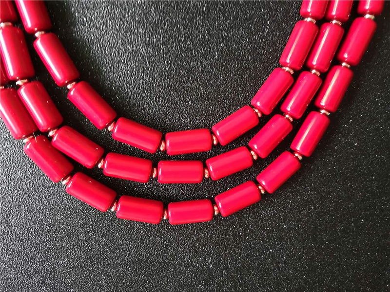 [Australia] - Ufraky Fashion Handmade Bead Multilayer Statement Necklace Bracelet Earrings Jewelry Set Red 