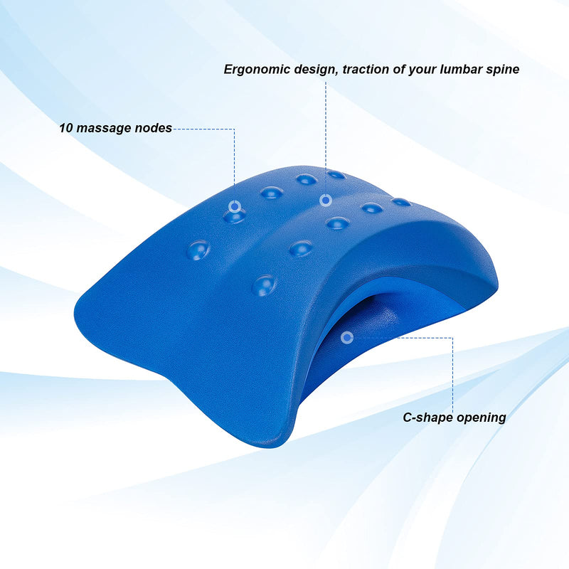 [Australia] - Lower Back Stretcher Device,Back Cracker Pillow, Spinal Deck Pain Relief ,Back Tension Relief,Lumbar Traction Cushion Suitable for Beginner 、Bed、Office、Car、Women、Men（Blue） Blue 
