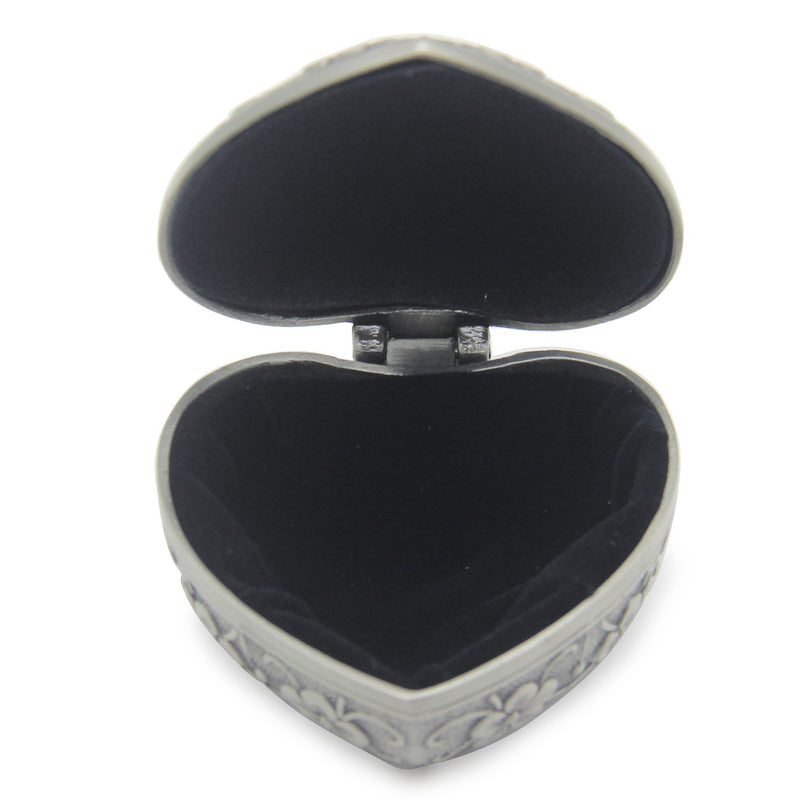 [Australia] - AVESON Classic Vintage Antique Heart Shape Jewelry Box Ring Small Trinket Storage Organizer Chest Christmas Gift, Silver 