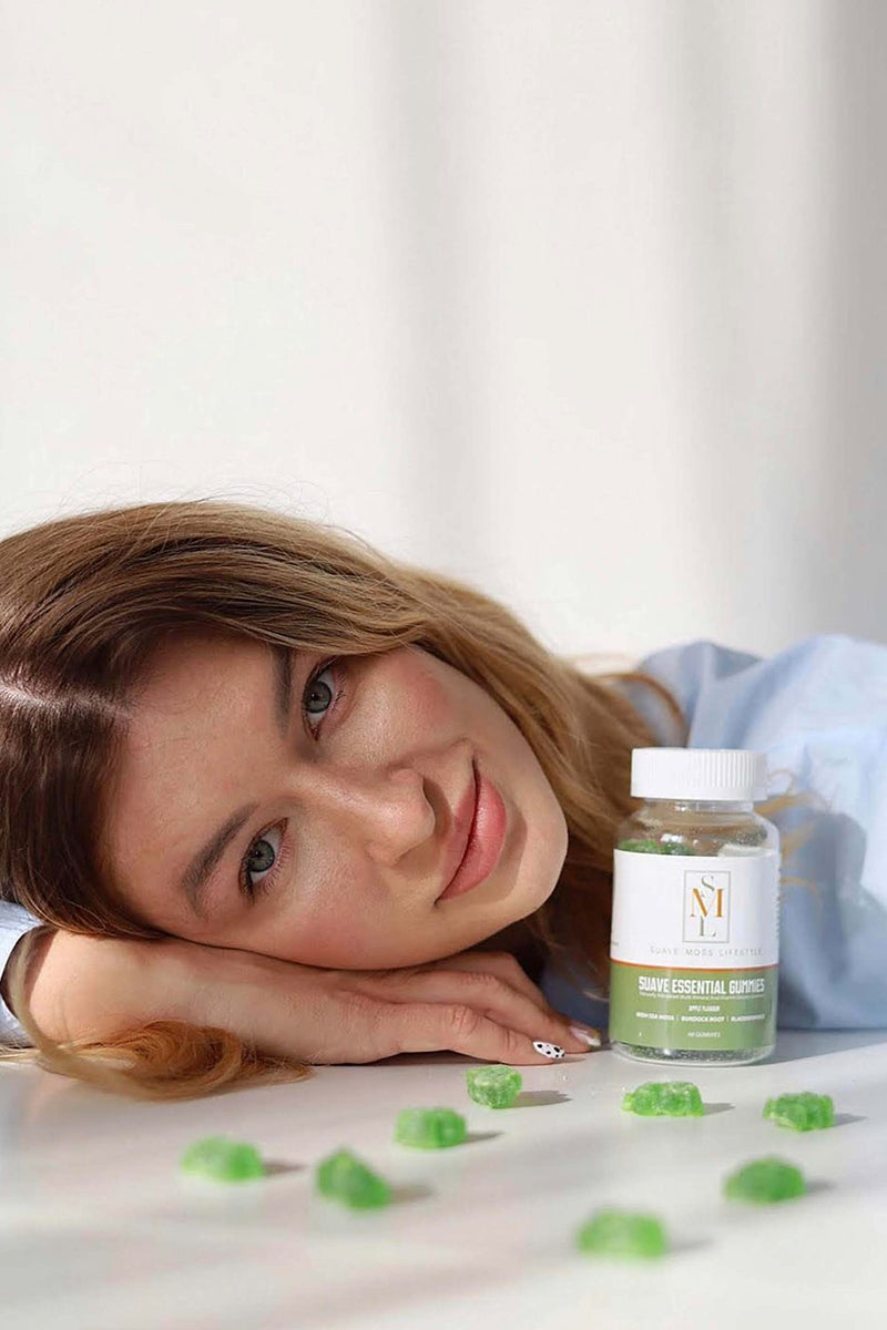 [Australia] - Suave Moss Lifestyle | Sea Moss Gummies with Bladderwrack and Burdock Root | 60 Gummies | Apple Flavour | All Natural, Vegan, Gluten Free, Non GMO, Dr Sebi. 
