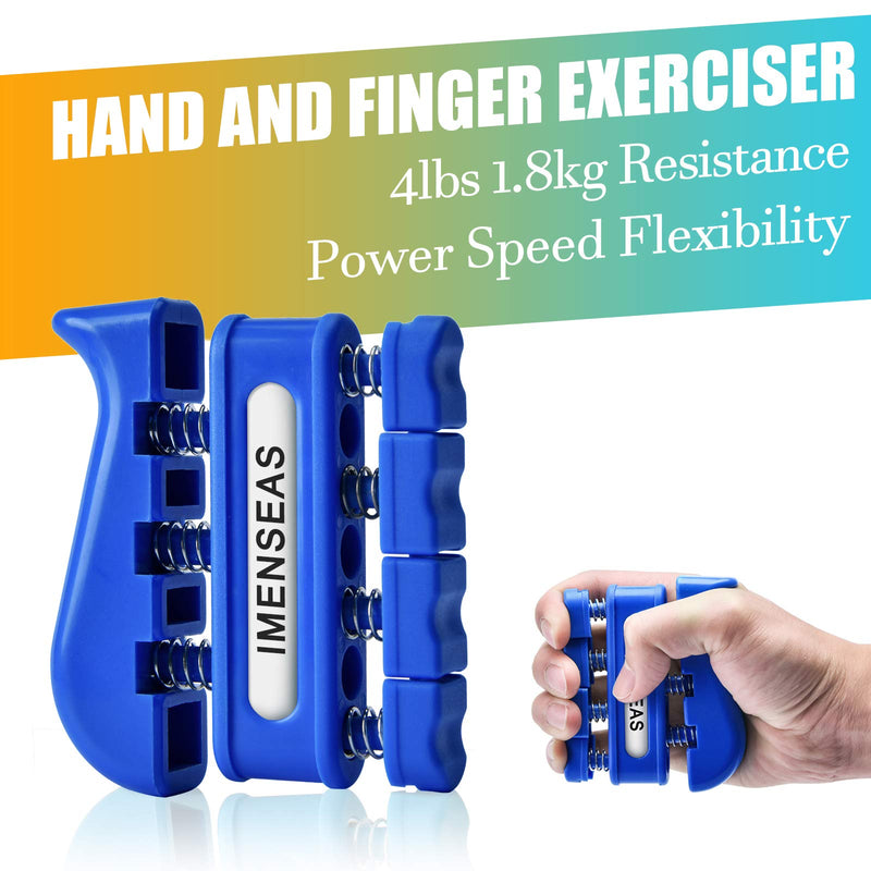 [Australia] - IMENSEAS Hand Grip Strengthener 7 Pack Adjustable Hand Gripper, Finger Stretcher Resistance Extensor Bands, Finger Exerciser, Grip Strength Ring & Stress Relief Ball for Athletes & Musicians Navy 