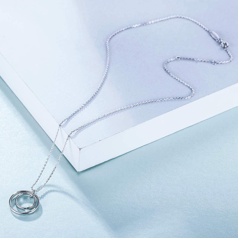 [Australia] - CHICLOVE Mother Daughter Necklace - Sterling Silver Two Interlocking Infinity Double Circles Engraved Mother and “Daughter” 