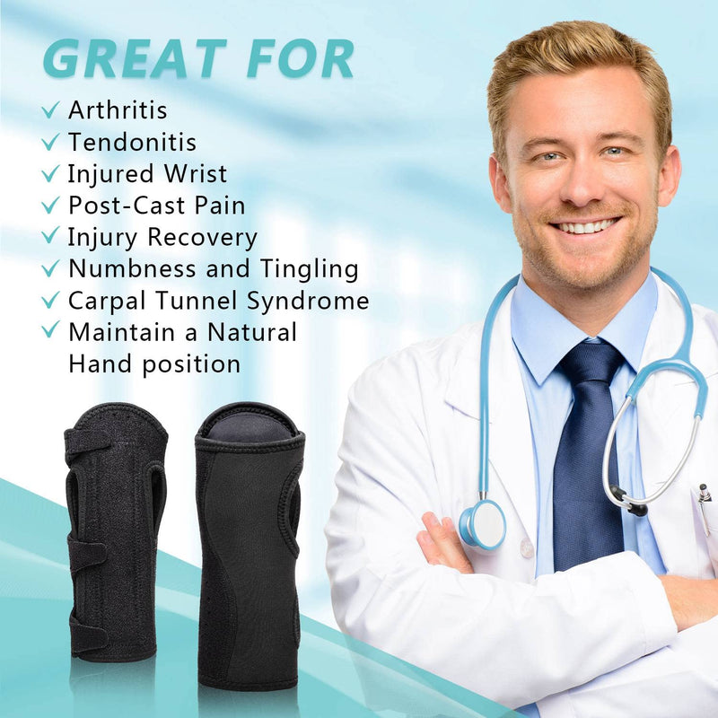 [Australia] - Fibee 2 Pack Night Wrist Sleep Support Brace for Carpal Tunnel Adjustable Compression Wrist Splint for Tendonitis Arthritis Sprains Hand Support with Cushioned beads Padded for Pain Relief Pack of Two 