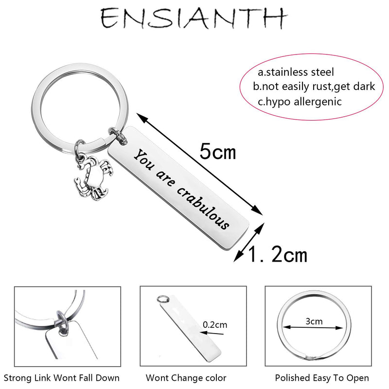 [Australia] - ENSIANTH Funny Crab Keychain You are Crabulous Keychain Crab Jewelry for BFF Traveler Gift Crab Key 