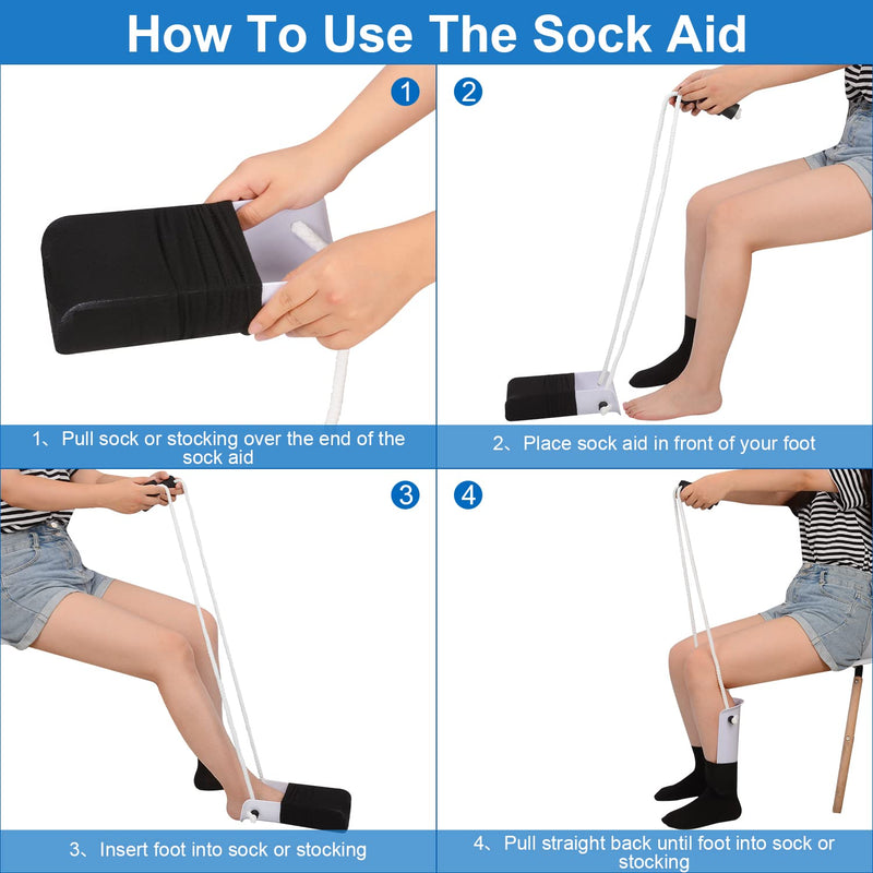 [Australia] - supregear Sock Aid, Assistance Stocking Slider with Foam Handle, Dressing Aid for Women Men Senior Pregnant, Easy on Easy Off White 