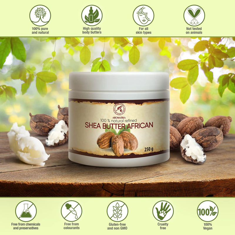 [Australia] - Shea Butter African - Refined 250g - Butyrospermum Parkii Butter - African -Ghana - 100% Pure & Natural - Sheabutter - Best for Hair - Skin - Lip - Face - Body care - Karite Shea Butter 