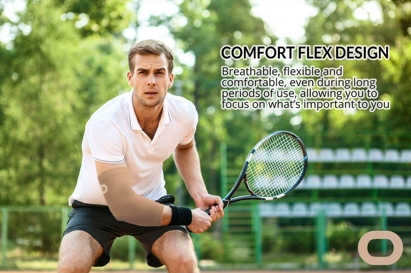 [Australia] - Elbow Brace Compression Sleeve (1 Pair) - Instant Arm Support Elbow Sleeves for Tendonitis, Arthritis, Bursitis, Golfers & Tennis Elbow Brace, Treatment, Workouts, Weightlifting, Pain Relief, Recovery X-Small (8.0-9.5") Elbow Circumference Beige / Nude 