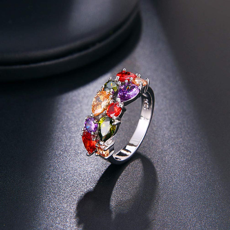 [Australia] - Valenetine's Jewelry Gifts Gemstones Sets Peridot Amethyst Garnet Morganite Ring Size 10# 
