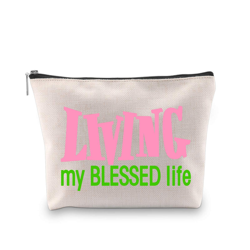 [Australia] - JXGZSO Pink and Green Living My Blessed Life Make Up Bag Graduation Gift For Sorority Sister (Living My Blessed Life) 