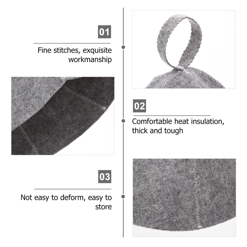 [Australia] - FOMIYES Original Wool Sauna Hat for Women and Men 2 Pack 100% Natural Felt Sauna Accessories Grey 