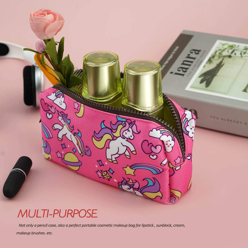 [Australia] - Unicorn Canvas Pencil Case Pen Bag Pouch Stationary Case Makeup Cosmetic Bag Pink 