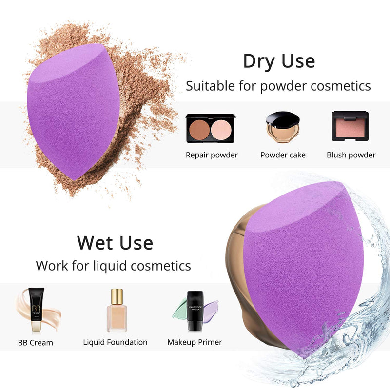 [Australia] - BEAKEY Makeup Sponge, 10 Pcs Latex-free and Vegan Makeup Blender Beauty Sponge, Flawless for Cream, Liquid Foundation & Powder Application (Purple & Black) 