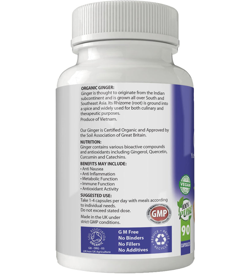 [Australia] - Simply Pure Organic Ginger Capsules x 90, 500mg, 100% Natural Soil Association Certified, Gluten Free, GM Free and Vegan. 