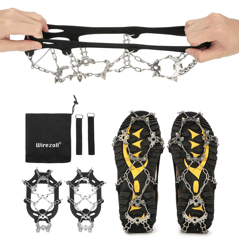 [Australia] - Wirezoll Crampons, Stainless Steel Ice Traction Cleats for Snow Boots and Shoes, Safe Protect Grips for Hiking Fishing Walking Mountaineering etc. Black Medium 