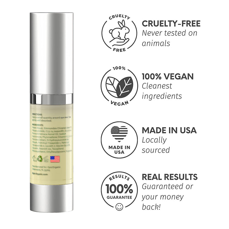 [Australia] - Epic Organic Eye Cream - Vitamin K & Arnica - Naturally Reduces Wrinkles, Under Eye Bags, Puffiness, Dark Circles & Fine Lines, Nourishes Around Eye Skin | 0.5oz 