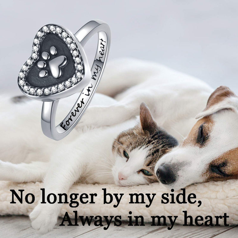 [Australia] - LONAGO Heart Urn Ring for Ashes Dog Cat Paw Ring Keepsake Cremation Jewelry for Women Girl silver 7 