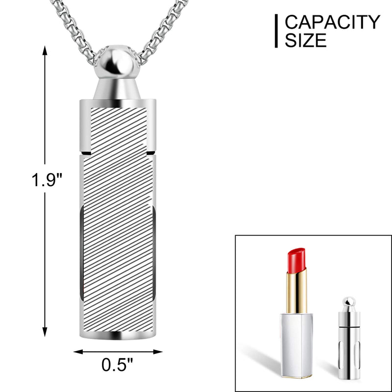 [Australia] - abooxiu Glass Container Tube Urn Necklaces for Ashes Stainless Steel Cremation Jewelry Memorial Pendant Keepsake - Customize Available 1Silver 