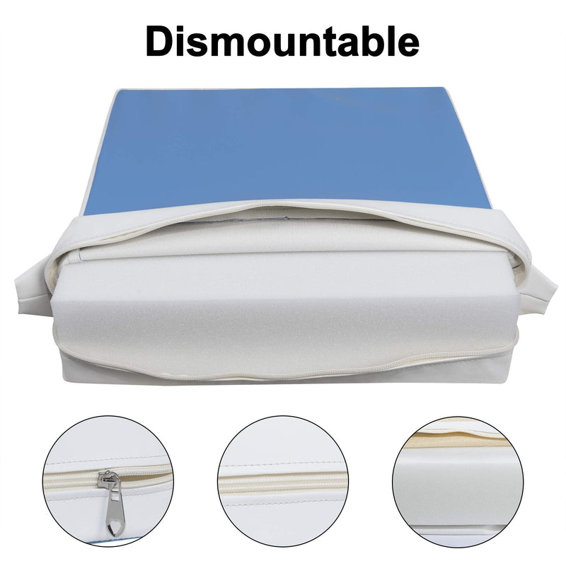 [Australia] - Kalawen Booster Seat for Dining Table, PU Washable with 2 Straps Adjustable Straps Safety Buckle Portable Travel Increasing Cushion, Blue 