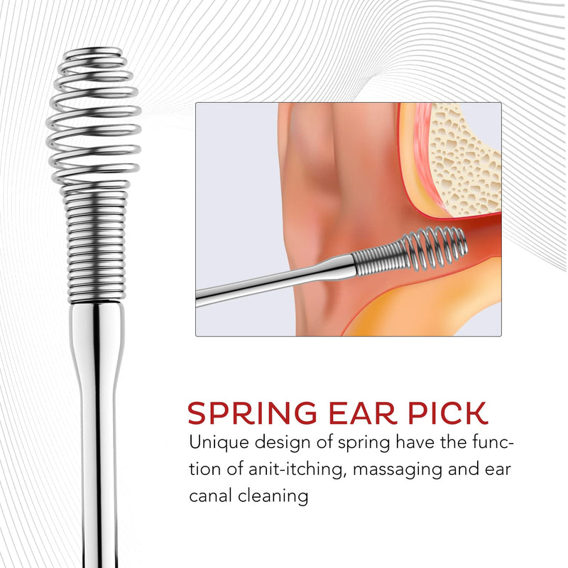 [Australia] - TOTCLEAR Ear Wax Removal Stainless Steel 360° Spiral Ear Care Tools Silver 