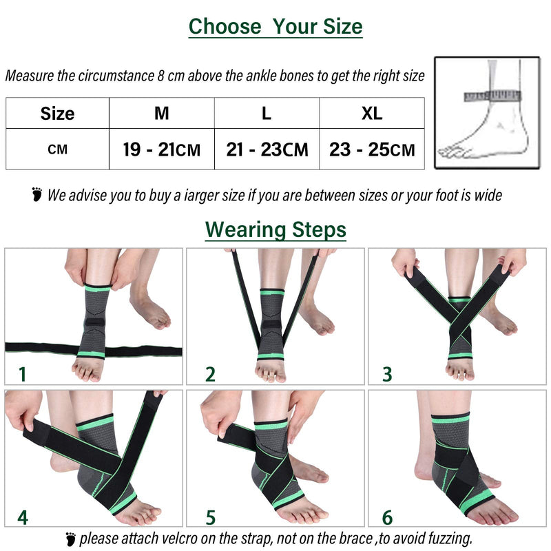 [Australia] - Ankle Support Brace, Adjustable Compression Ankle Support, for Men Women Achilles Tendon Support and Plantar Fasciitis, Stabilize Ligaments, Eases Pain Swelling and Sprained Ankle Pain (Medium) Medium 