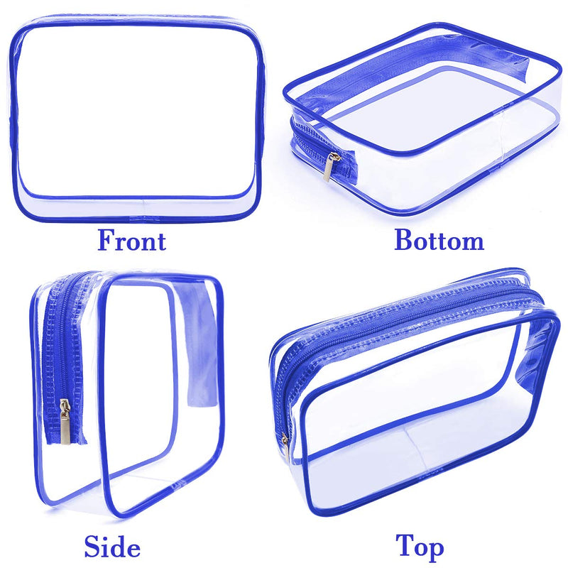 [Australia] - Clear Makeup Bags, APREUTY TSA Approved 6Pcs Cosmetic Makeup Bag Set Clear PVC with Zipper Handle Portable Travel Luggage Pouch Airport Airline Vacation (Blue) Blue 