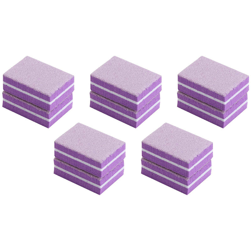 [Australia] - 50 Pcs Mini Buffers for Nails 180/100 Grit Mini Nail Buffer Purple Nail Buffers for Natural Nails 50-purple 