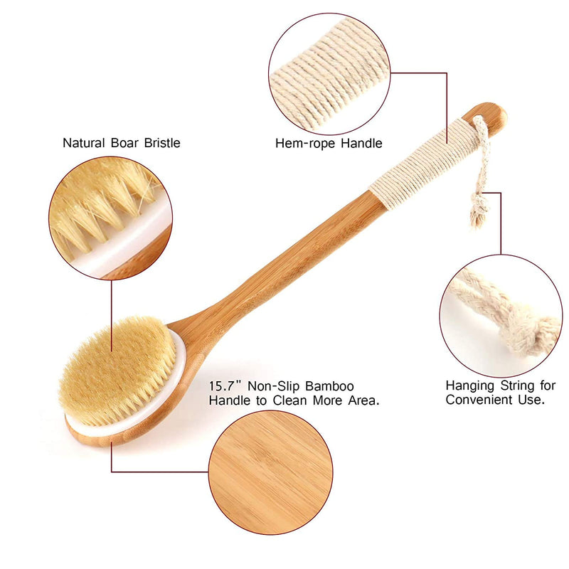 [Australia] - Bath Body Brush for Dry or Wet Brushing,100% Natural Bristle Shower Brush for Exfoliating Skin,Good for Blood Circulation, Improving Skin Health, Set of 2 