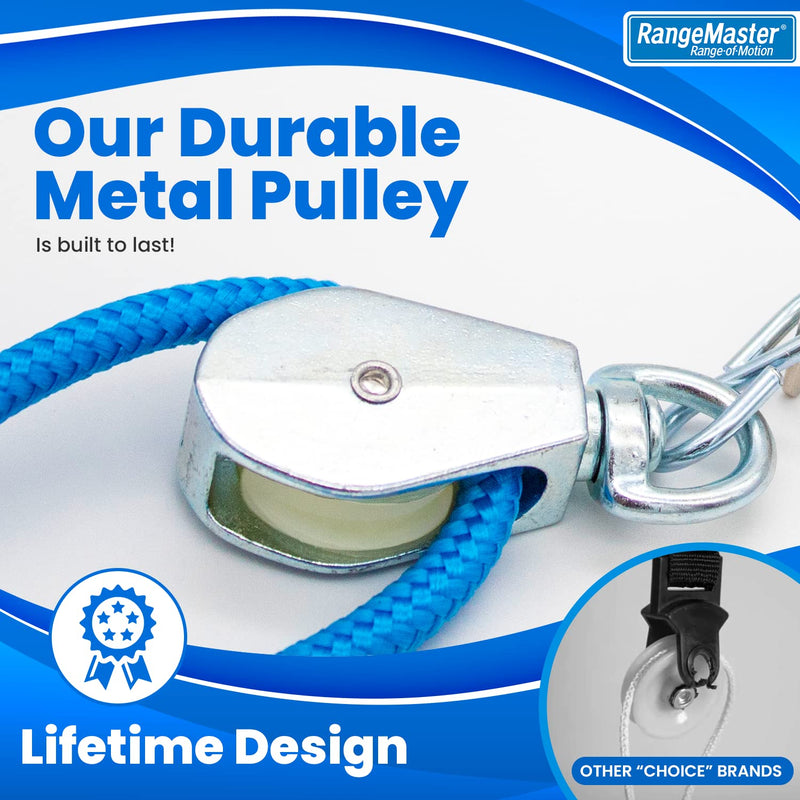 [Australia] - RangeMaster BlueRanger Shoulder Pulley with Patient Guide │ Aids Recovery and Rehabilitation │ Helps Enhance Pain Free Range of Motion │ Adjustable, Web Strap Door Attachment Blue 