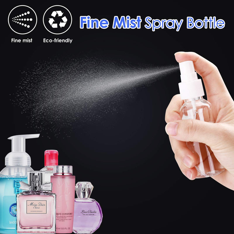 [Australia] - 24 Pcs Spray Bottles 2oz / 55ml Clear Empty Mini Mister Spray Bottles Refillable Container Pocket Size Sprayer Set Essential Oils Travel Cleaning Solution Makeup Bottles with 2pcs Funnels 32pcs Labels 