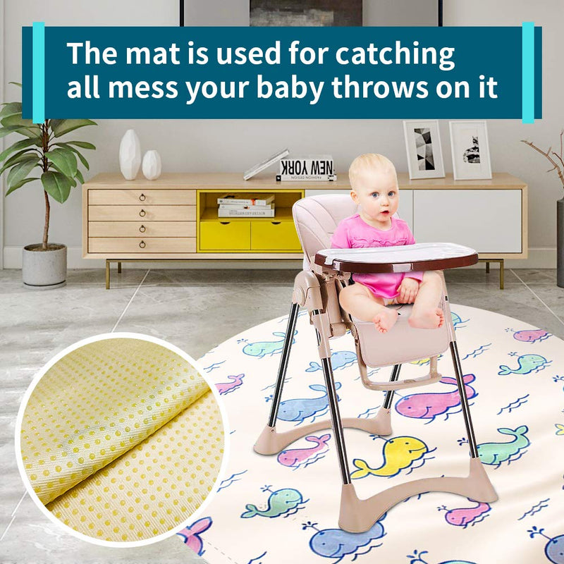 [Australia] - Baby High Chair Splat Floor Mat, 43.3″Waterproof Washable Anti Slip Splash Mat for Eating Mess Floor Protector, Table Cloth and Picnic Mat Whale-43.3″ 