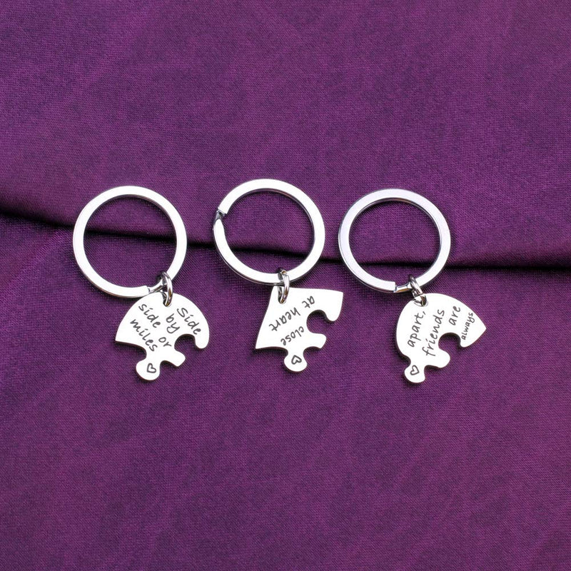 [Australia] - Anlive 3 Best Friend Necklace Keychain Side by Side Or Miles Apart Puzzle Piece Necklace Set of 3… 